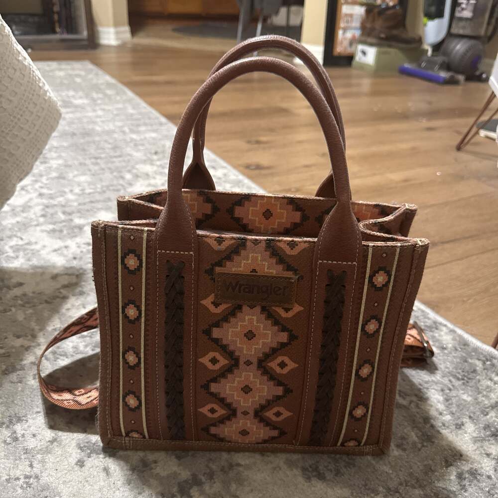 Wrangler Southwestern Print Small Canvas Tote/Crossbody - Brown